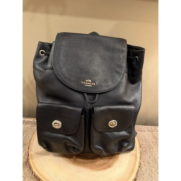coach backpack f37410 Coach Large Billie Rucksack Backpack Bag F37410 Black Pebbled‎ Leather MSRP  $428 Backpacks